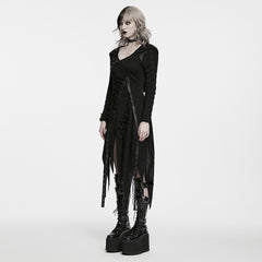 WQ-994LQF Gothic Asymmetrical Lace Up Long Sleeve Punk Dresses