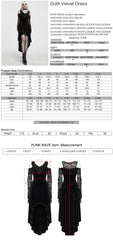 WQ-996LQF Elegant Gothic Dress with Lace Sleeves Velvet Asymmetrical Hem