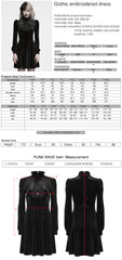 WQ-998LQF Elegant Velvet Long Sleeve Gothic Dress with Embroidered Details