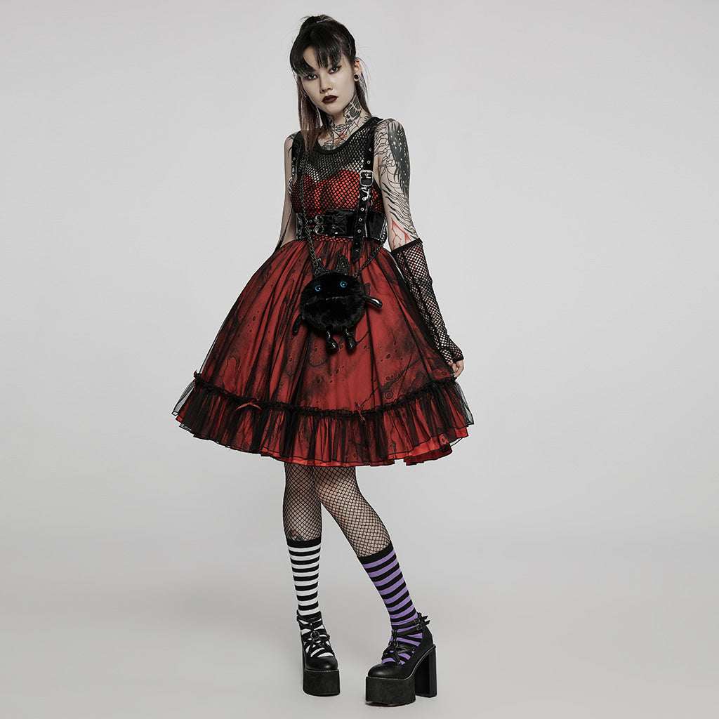 WS-518BBF Gothic Devil Plush Bag with Chain Punk Accessories?-??Punk Rave Clothing