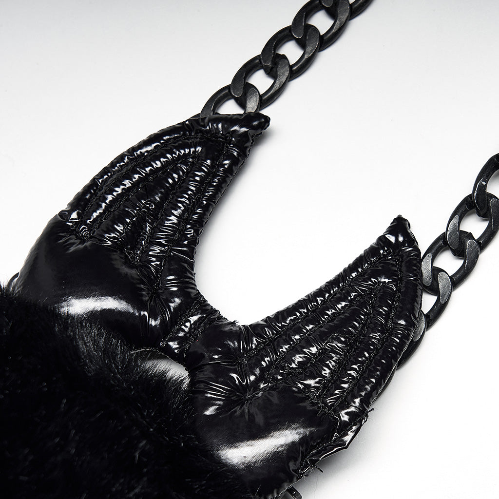 WS-518BBF Gothic Devil Plush Bag with Chain Punk Accessories?-??Punk Rave Clothing