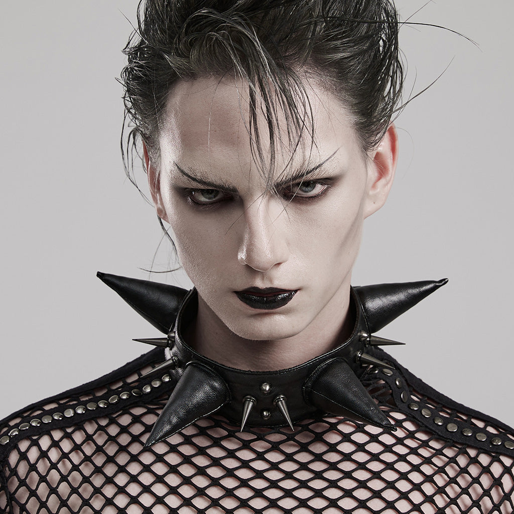 WS-583LHM Spiked Leather Choker Punk Accessories Neckwear Bold Statement Piece?-??Punk Rave Clothing