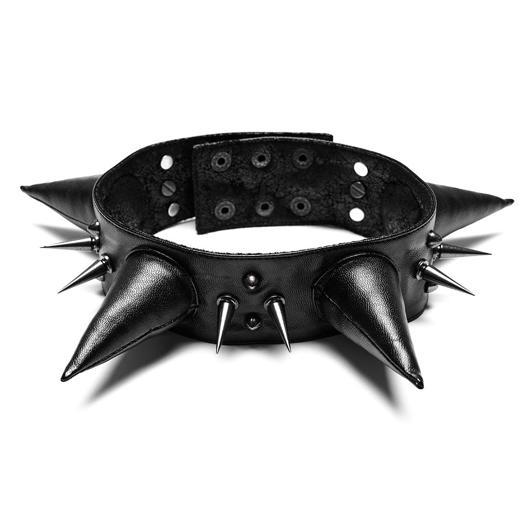 WS-583LHM Spiked Leather Choker Punk Accessories Neckwear Bold Statement Piece?-??Punk Rave Clothing