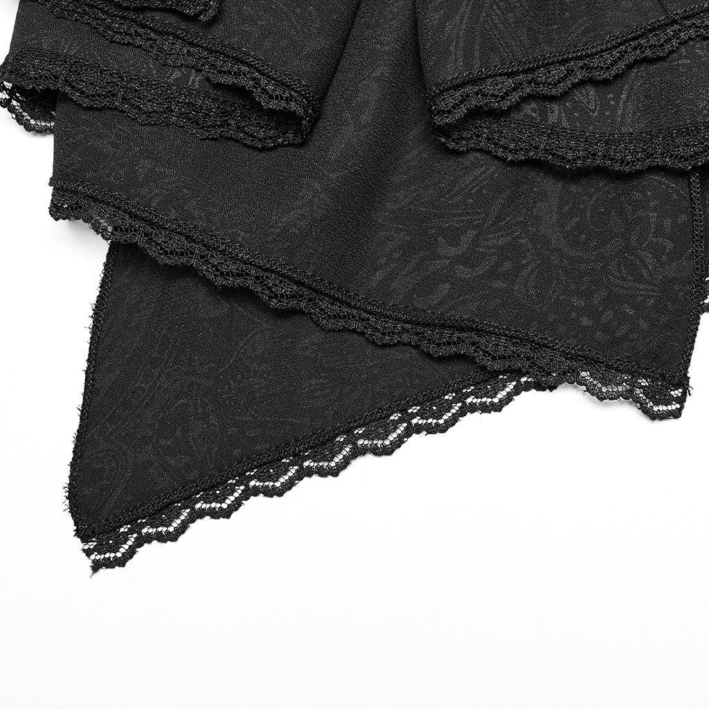 WS-589LHM Gothic Lace Layered Choker Statement Bow Tie?-??Punk Rave Clothing