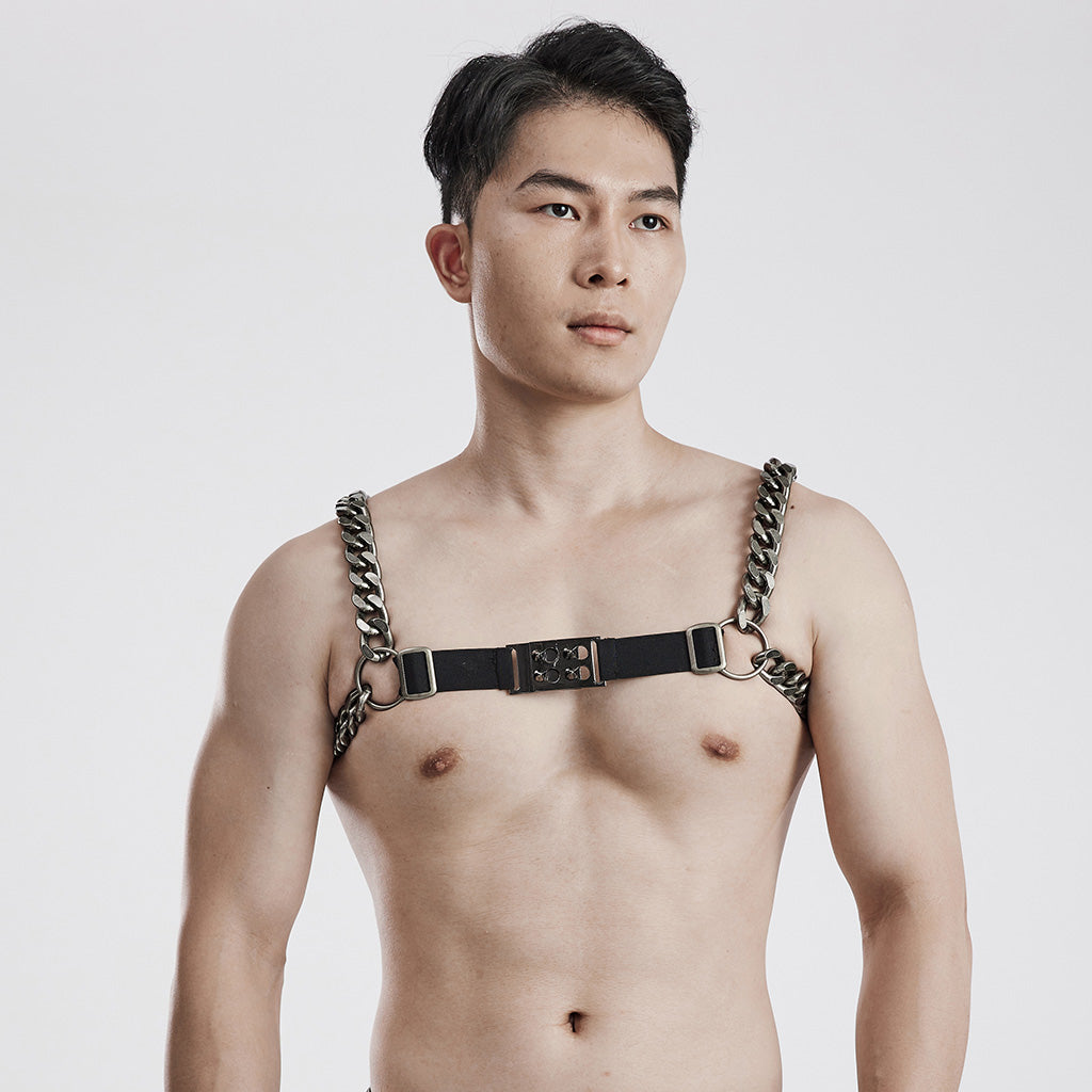 WS-591QTM Unisex Metal Chain Punk Harness Chest Accessories?-??Punk Rave Clothing