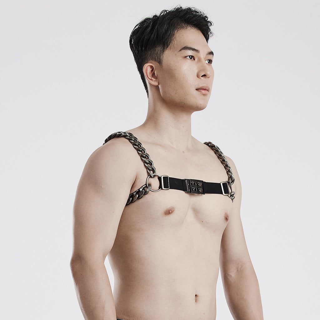 WS-591QTM Unisex Metal Chain Punk Harness Chest Accessories?-??Punk Rave Clothing