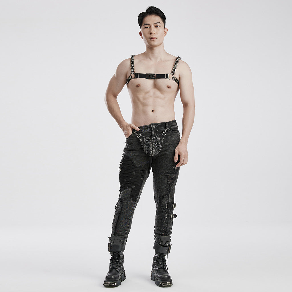 WS-591QTM Unisex Metal Chain Punk Harness Chest Accessories?-??Punk Rave Clothing