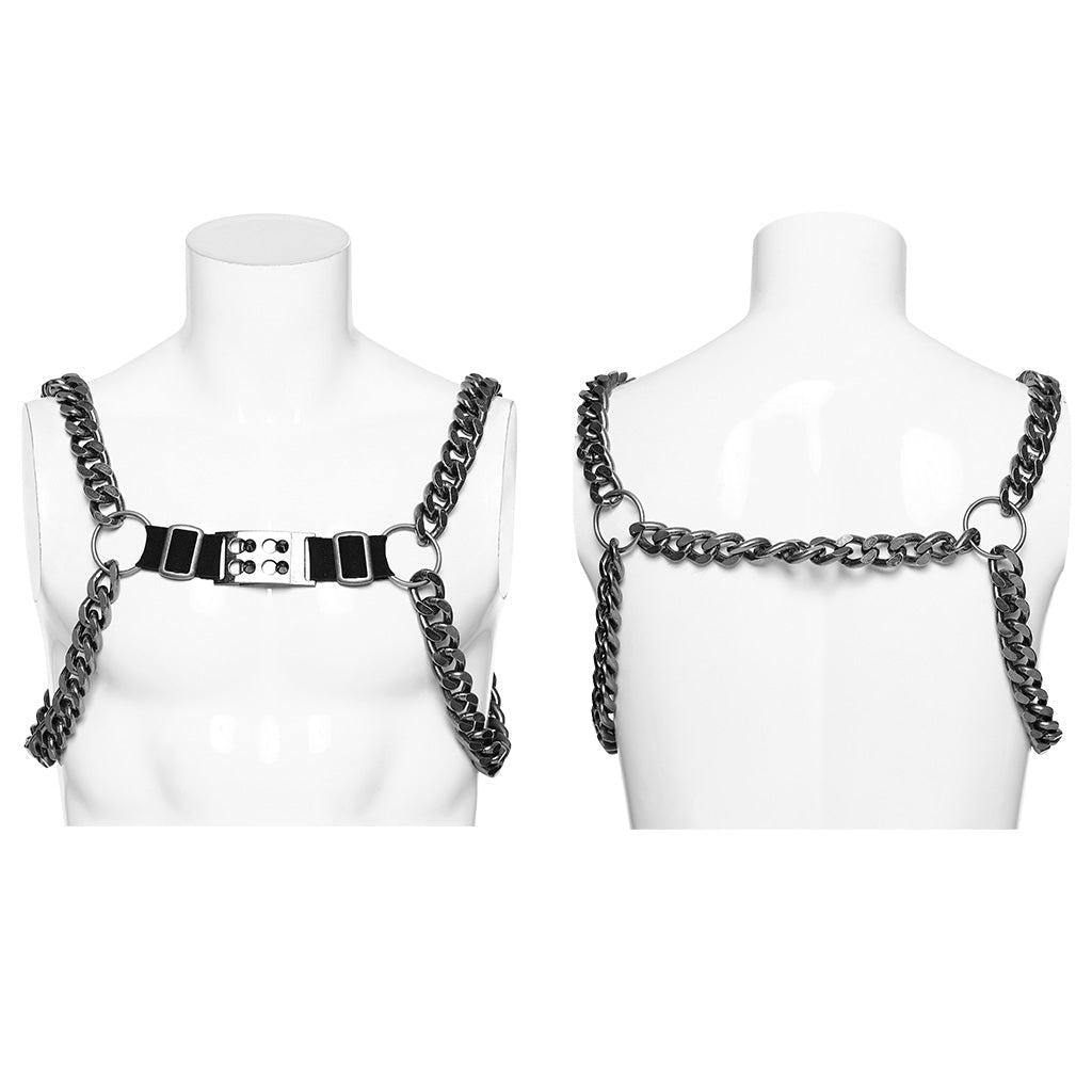 WS-591QTM Unisex Metal Chain Punk Harness Chest Accessories?-??Punk Rave Clothing