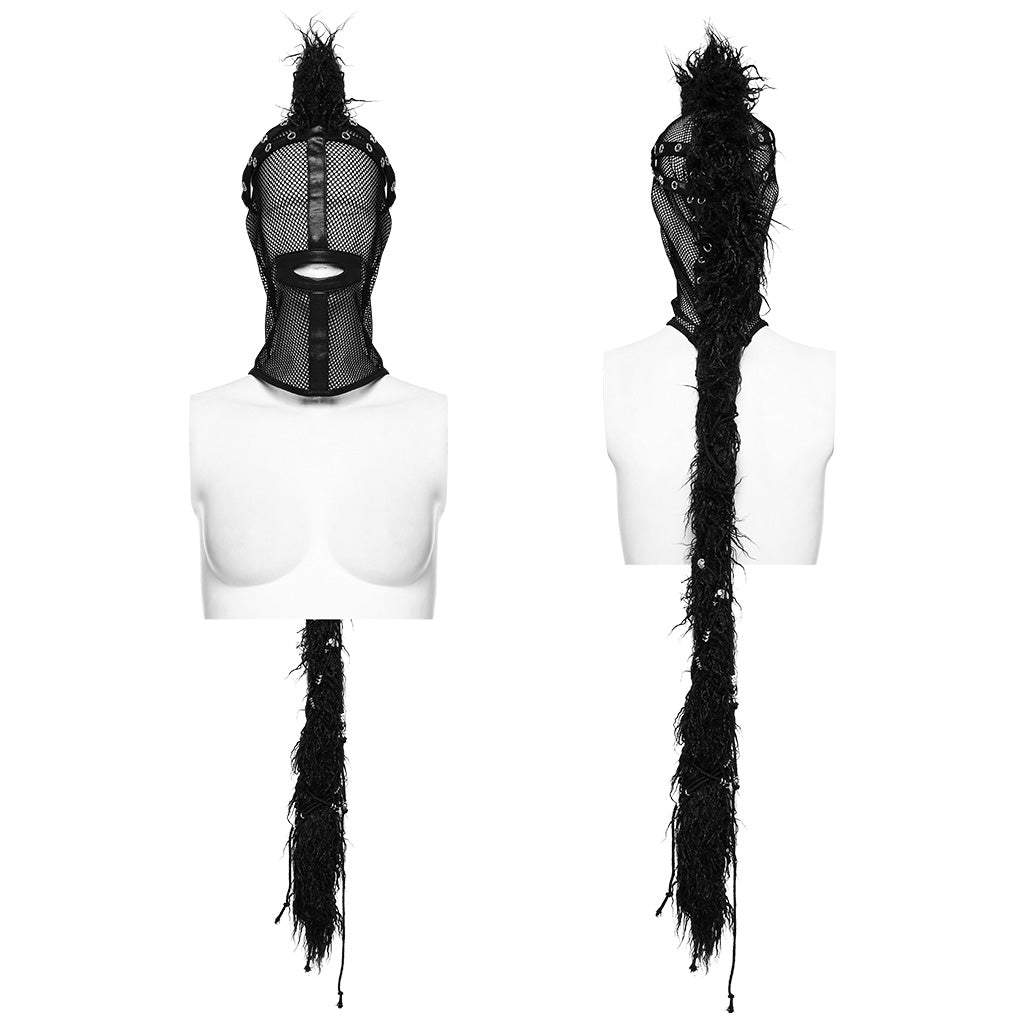 WS-592MZ Mesh Headgear with Spike Detail Mohawk Punk Accessories?-??Punk Rave Clothing