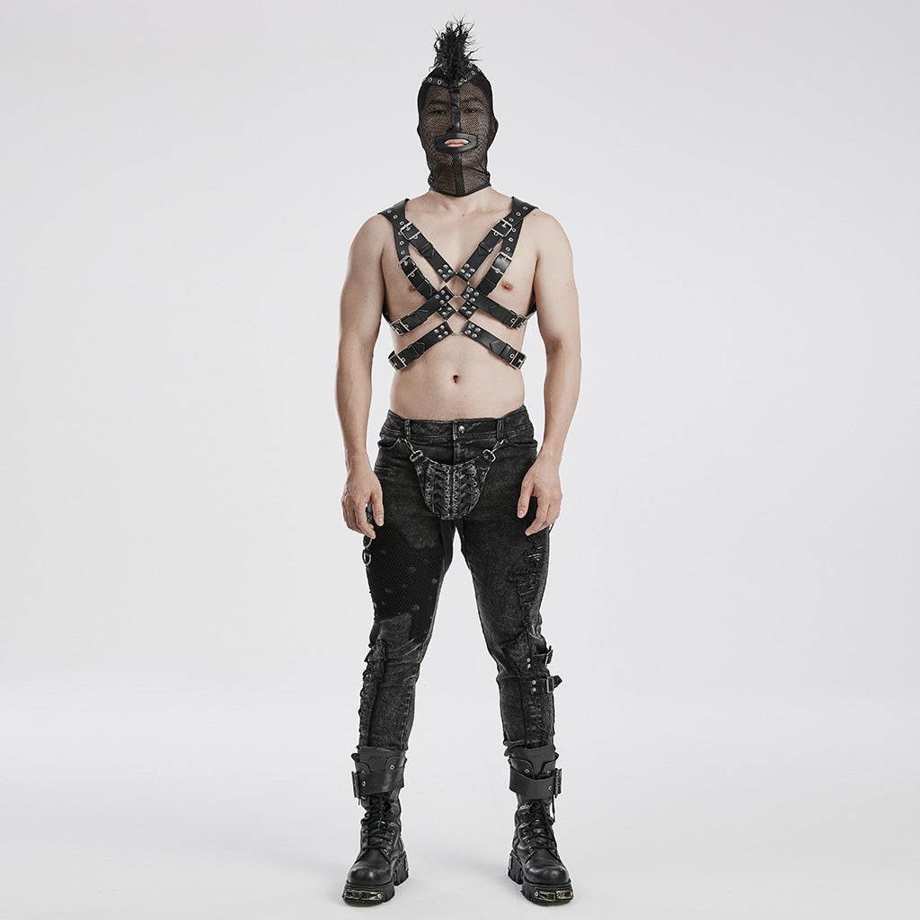 WS-592MZ Mesh Headgear with Spike Detail Mohawk Punk Accessories?-??Punk Rave Clothing