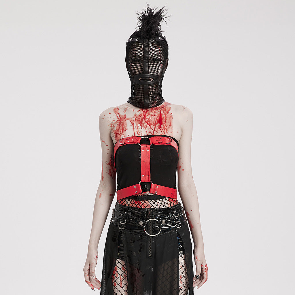 WS-592MZ Mesh Headgear with Spike Detail Mohawk Punk Accessories?-??Punk Rave Clothing