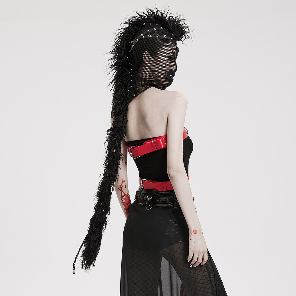 WS-592MZ Mesh Headgear with Spike Detail Mohawk Punk Accessories?-??Punk Rave Clothing