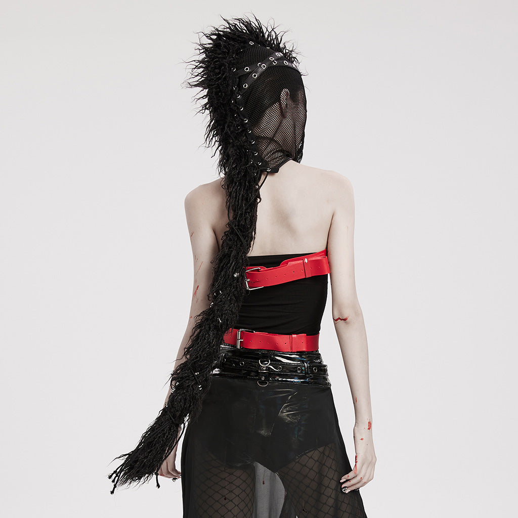 WS-592MZ Mesh Headgear with Spike Detail Mohawk Punk Accessories?-??Punk Rave Clothing