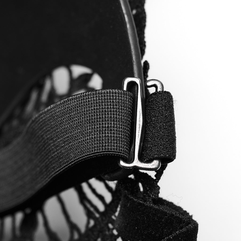 WS-594QTF Gothic Rabbit Lace Mask with Studded Leather Ears?-??Punk Rave Clothing