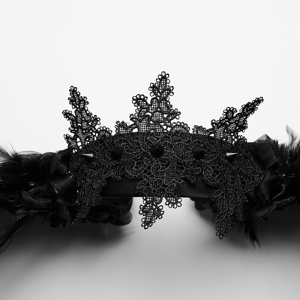 WS-596FSF Gothic Angel Black Feathered Wing Headband Hairpiece?-??Punk Rave Clothing