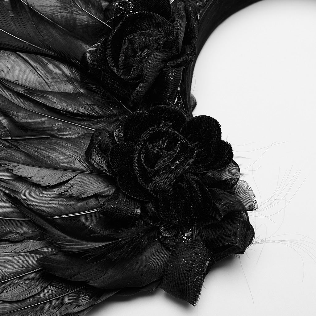 WS-596FSF Gothic Angel Black Feathered Wing Headband Hairpiece?-??Punk Rave Clothing