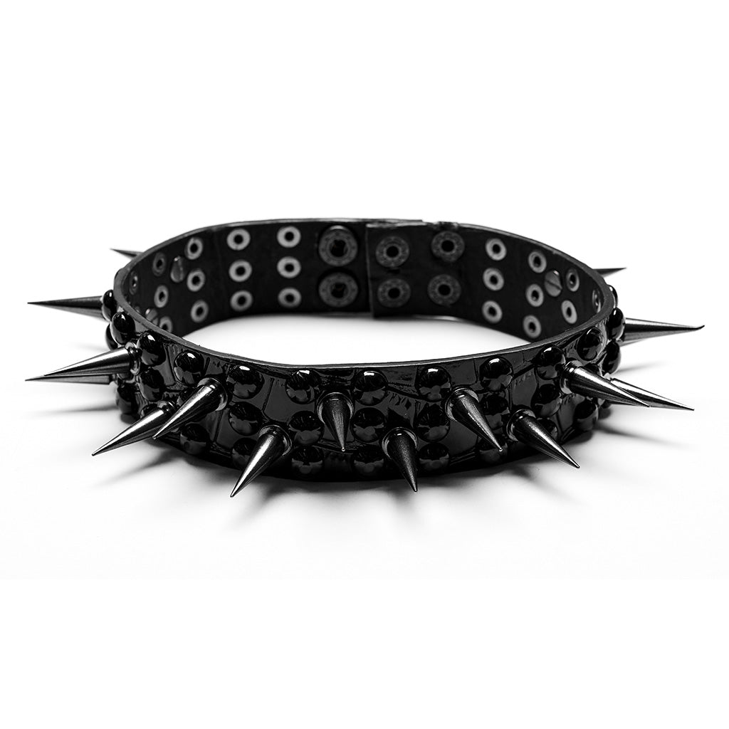 WS-598LH black Studded Spiked Choker Collar Punk Accessories Necklace