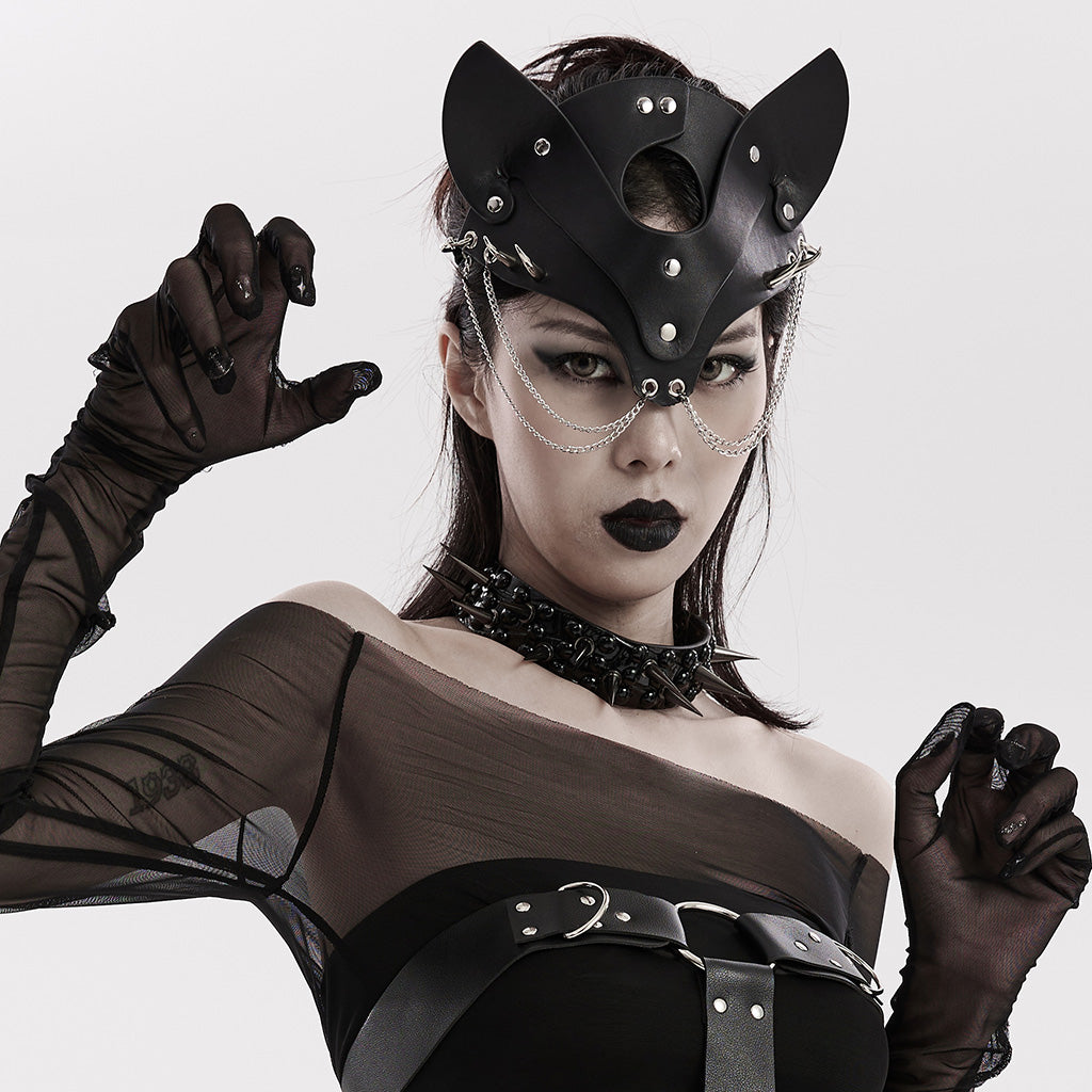 WS-603QTF Fierce Fox Mask with Chains Punk Accessories?-??Punk Rave Clothing