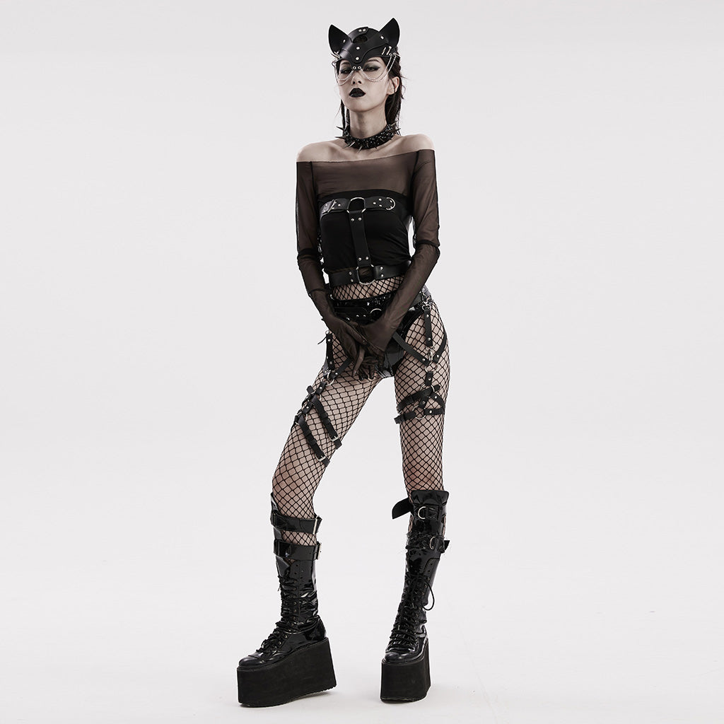 WS-603QTF Fierce Fox Mask with Chains Punk Accessories?-??Punk Rave Clothing