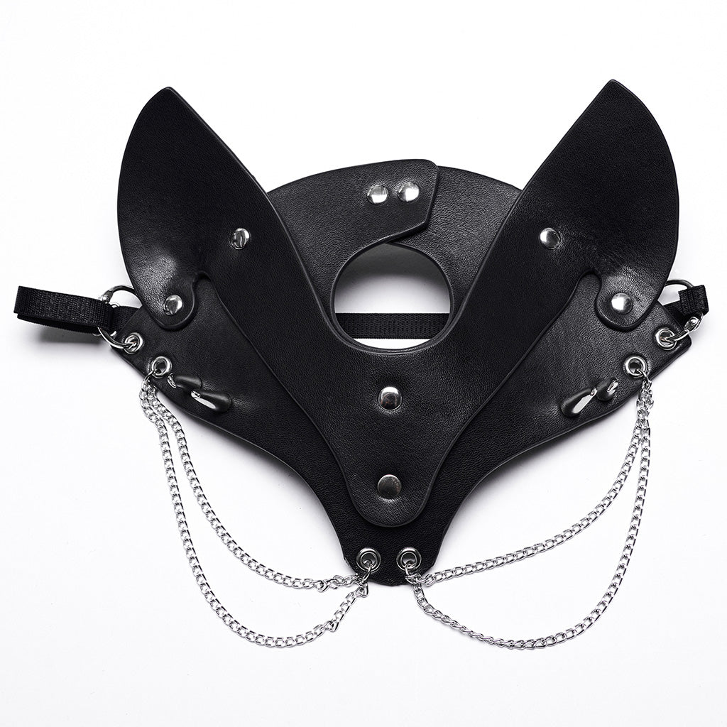 WS-603QTF Fierce Fox Mask with Chains Punk Accessories?-??Punk Rave Clothing