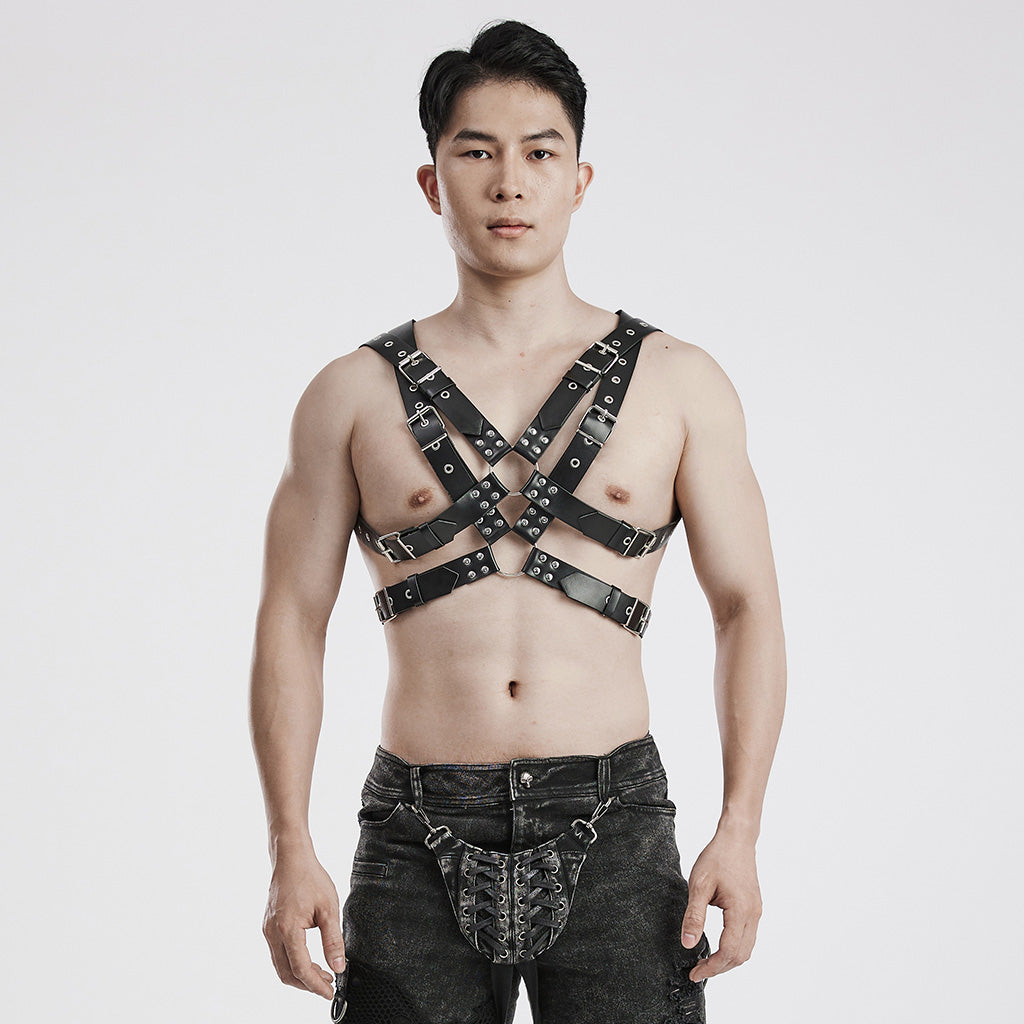 WS-606BDM Gothic Punk Leather Body Harness Adjustable Straps?-??Punk Rave Clothing