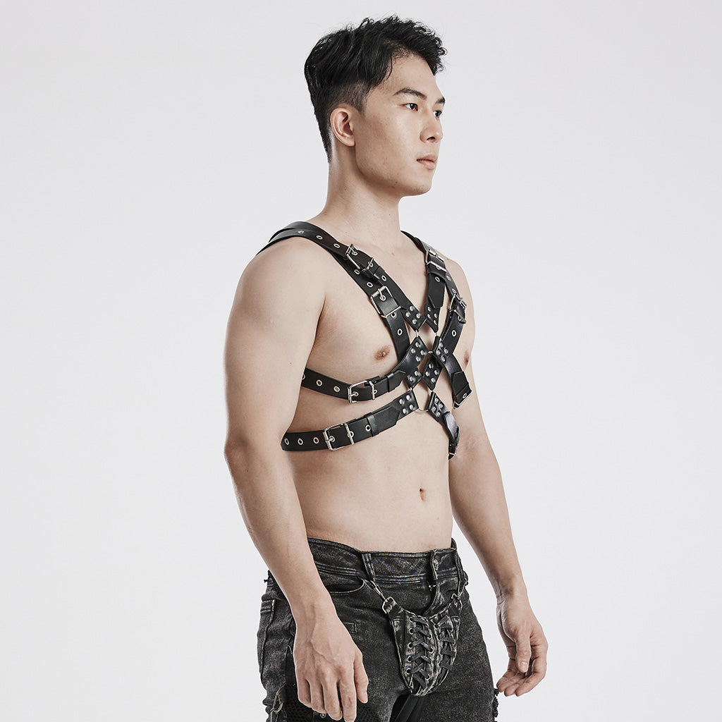 WS-606BDM Gothic Punk Leather Body Harness Adjustable Straps?-??Punk Rave Clothing