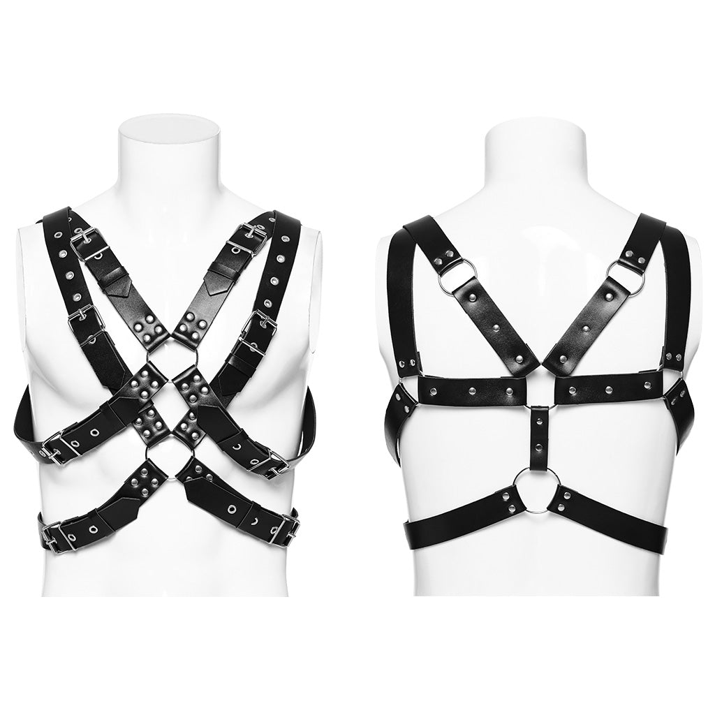 WS-606BDM Gothic Punk Leather Body Harness Adjustable Straps?-??Punk Rave Clothing