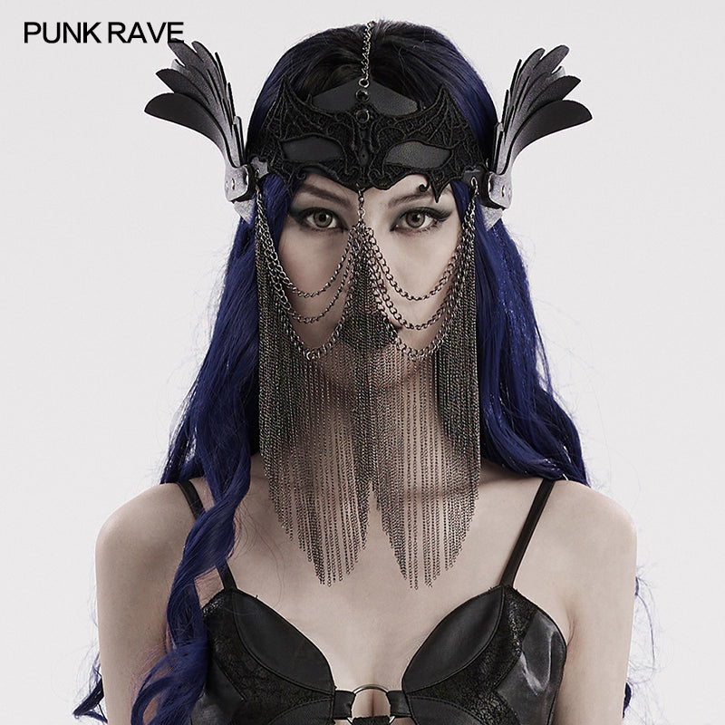 WS-607QTF Gothic Bat Wing Chain Headdress Punk Accessories Mask?-??Punk Rave Clothing