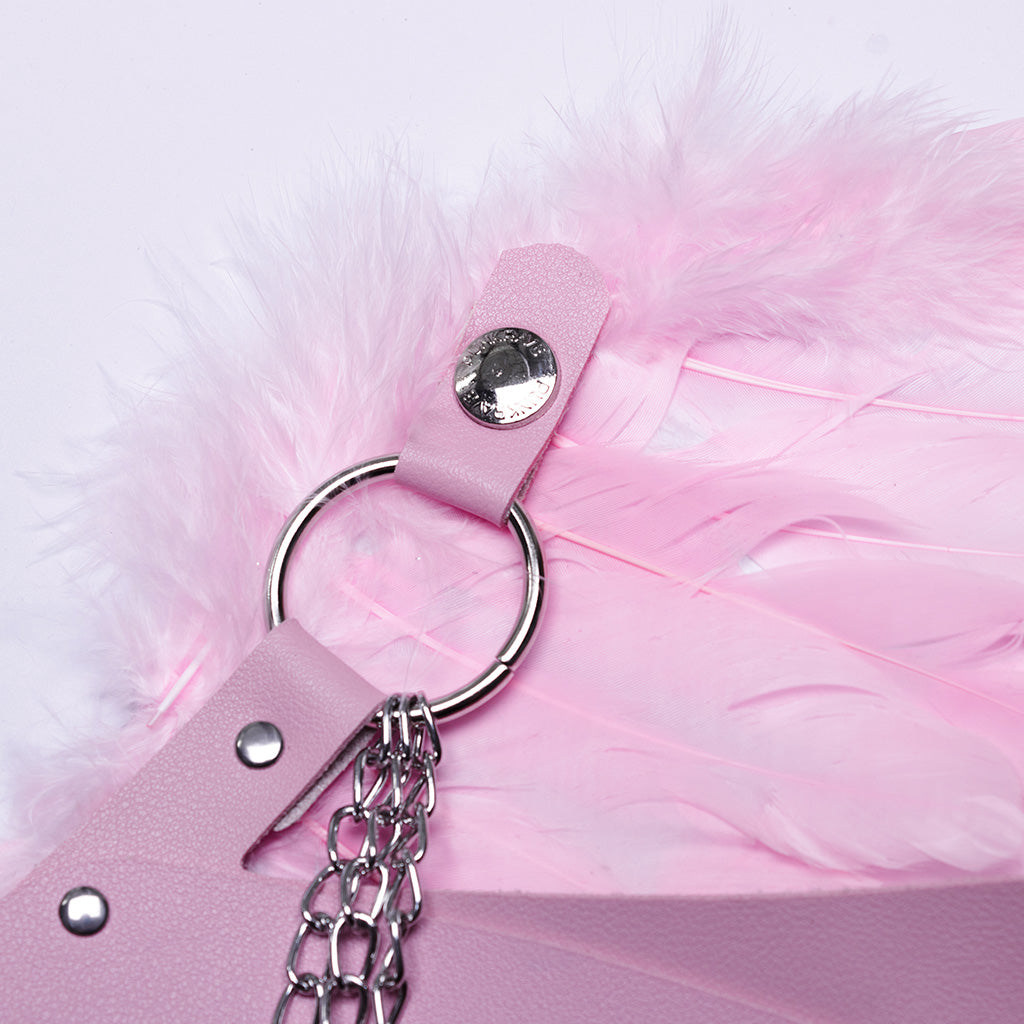 WS-609BDF Pink Feather Wing Harness with Chains Punk Accessories?-??Punk Rave Clothing