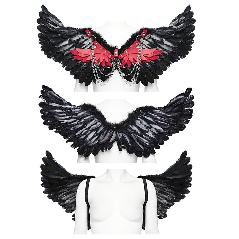 WS-609BDF Pink Feather Wing Harness with Chains Punk Accessories