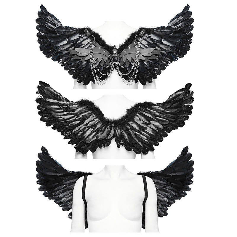 WS-609BDF Pink Feather Wing Harness with Chains Punk Accessories?-??Punk Rave Clothing