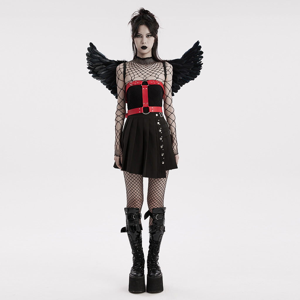 WS-609BDF Pink Feather Wing Harness with Chains Punk Accessories?-??Punk Rave Clothing