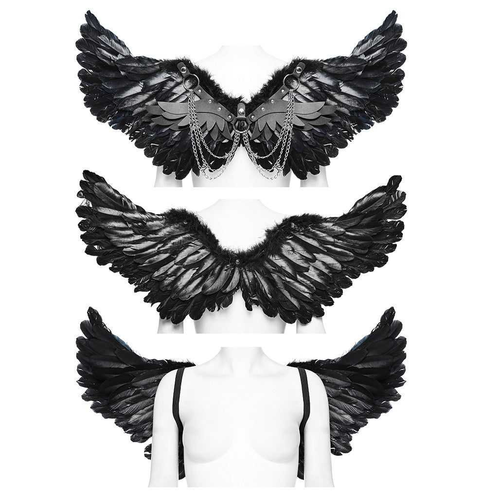 WS-609BDF Pink Feather Wing Harness with Chains Punk Accessories?-??Punk Rave Clothing