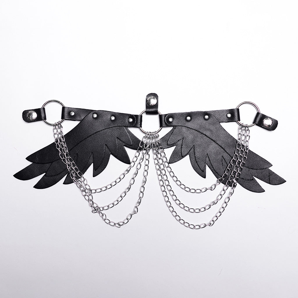 WS-609BDF Pink Feather Wing Harness with Chains Punk Accessories?-??Punk Rave Clothing