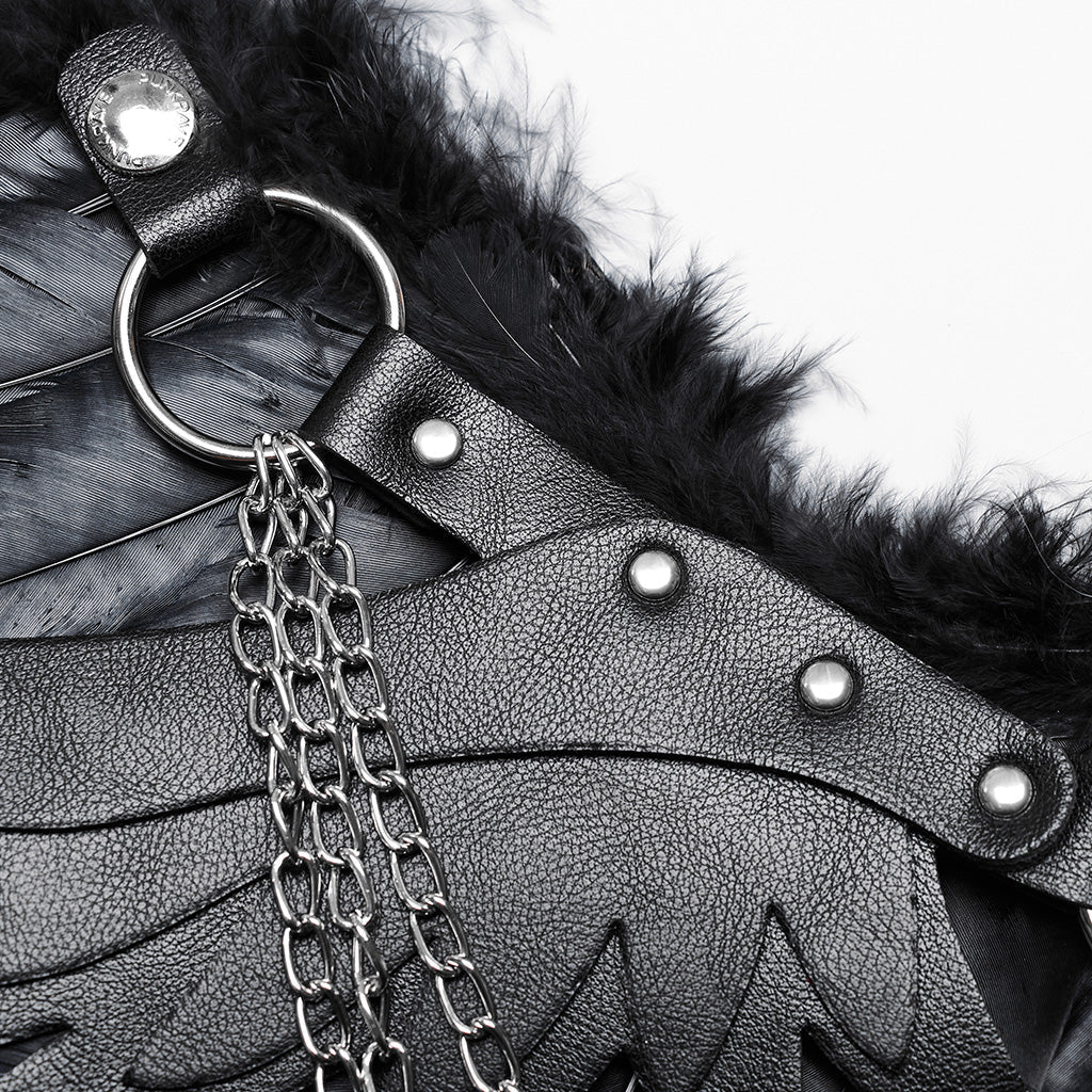 WS-609BDF Pink Feather Wing Harness with Chains Punk Accessories?-??Punk Rave Clothing