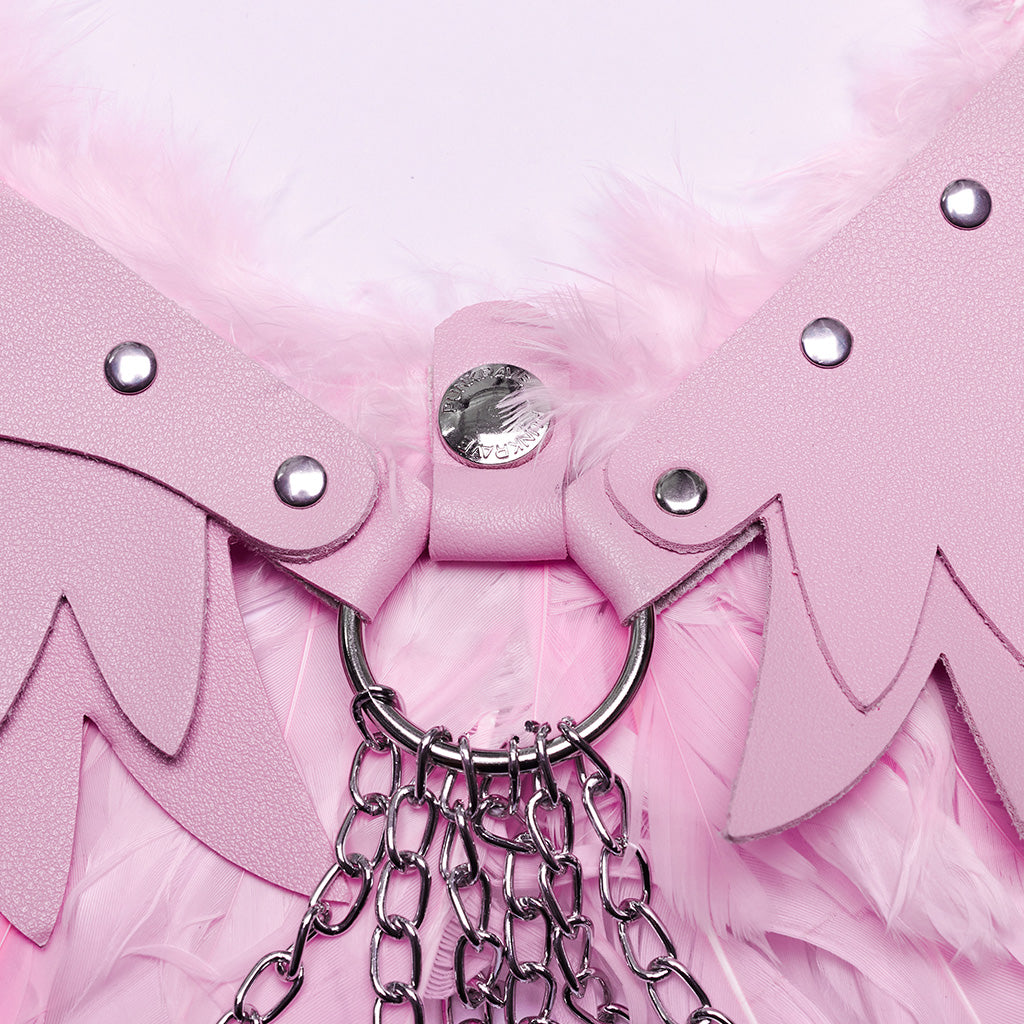 WS-609BDF Pink Feather Wing Harness with Chains Punk Accessories