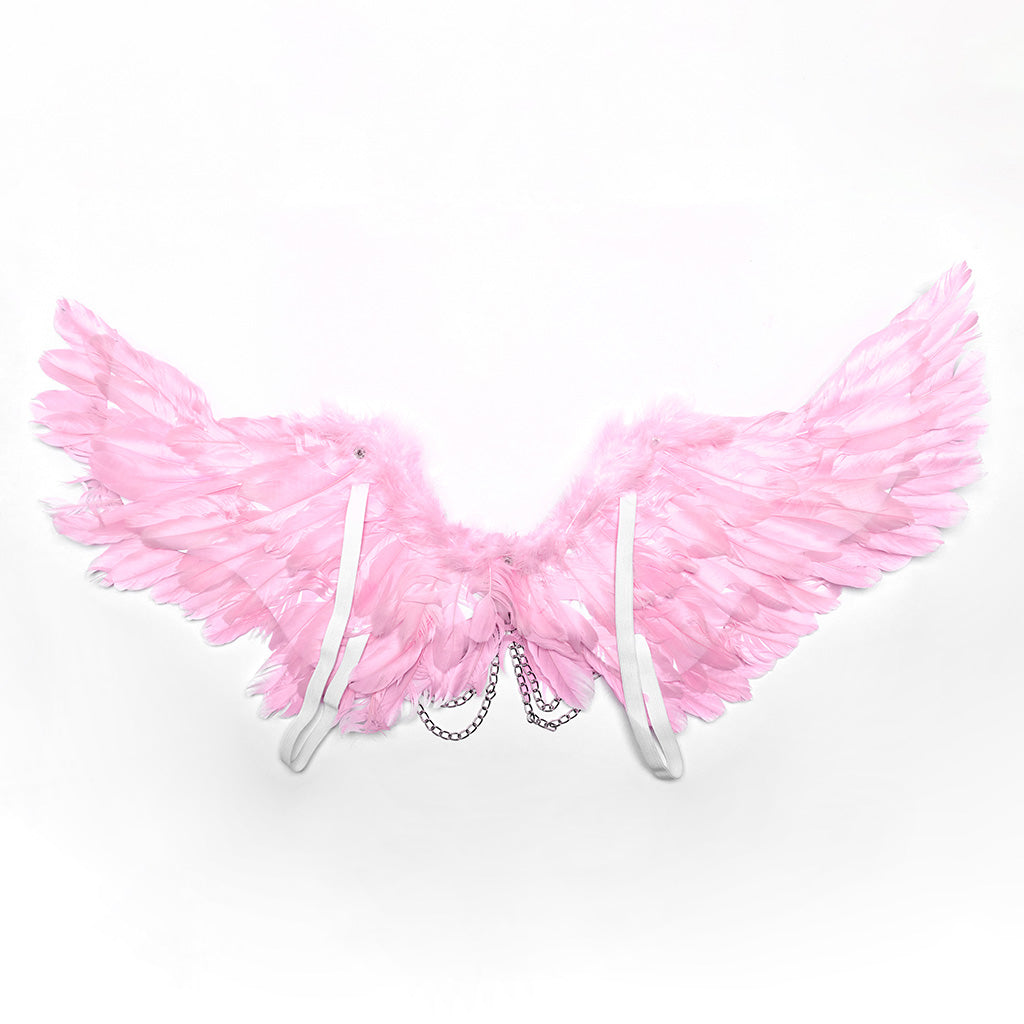 WS-609BDF Pink Feather Wing Harness with Chains Punk Accessories