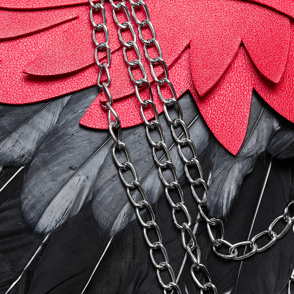WS-609BDF Pink Feather Wing Harness with Chains Punk Accessories?-??Punk Rave Clothing