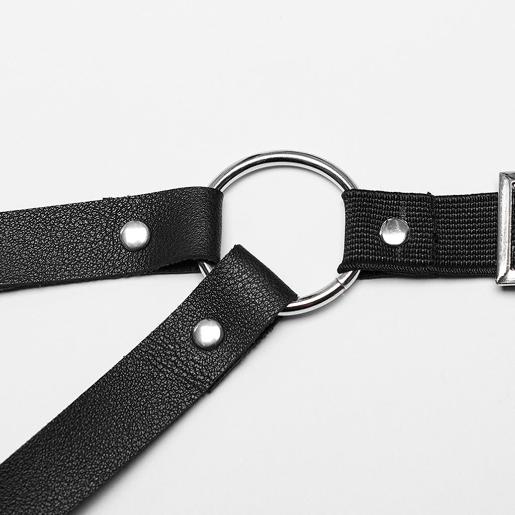 WS-610BDF Adjustable Black Leather Punk Chain Harness Accessory?-??Punk Rave Clothing