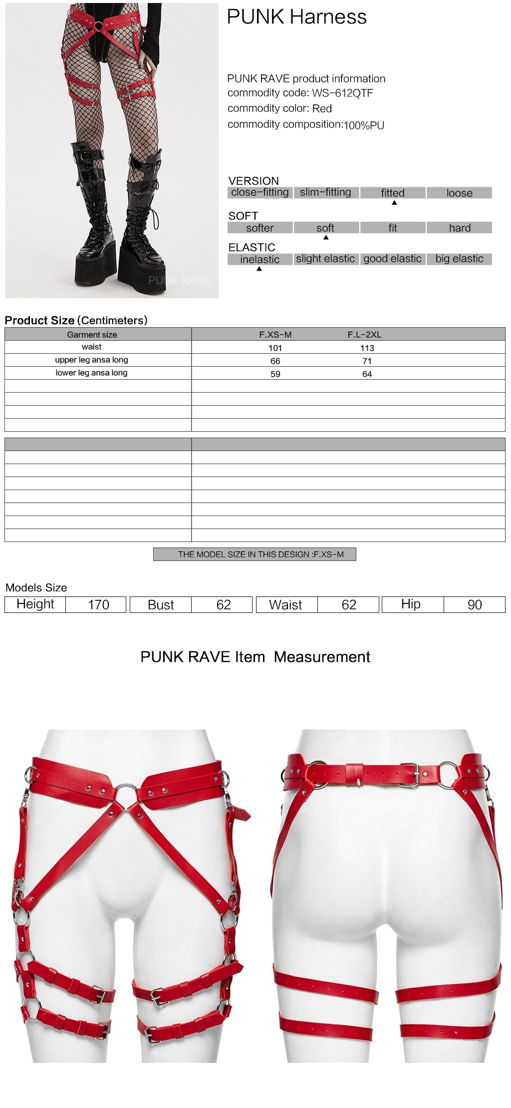 WS-612QTF Pink Gothic Leg Harness Punk Accessories Adjustable Fashion Belt Straps?-??Punk Rave Clothing