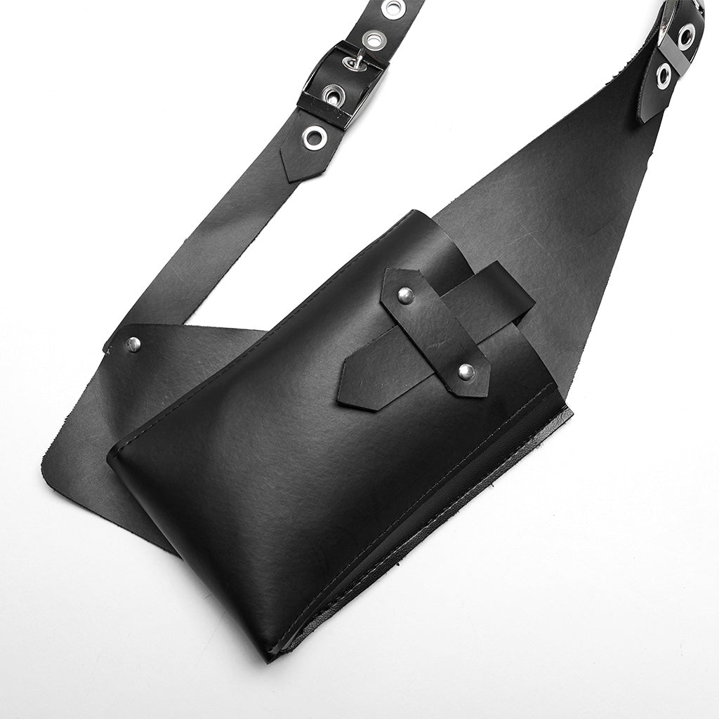 WS-614BDM Edgy Black Strap Punk Vest with Studded Details?-??Punk Rave Clothing
