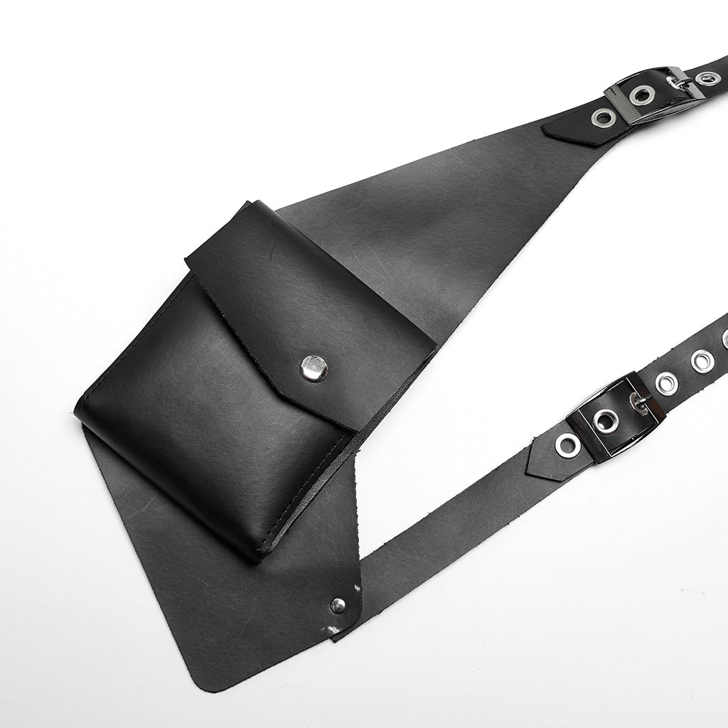WS-614BDM Edgy Black Strap Punk Vest with Studded Details?-??Punk Rave Clothing