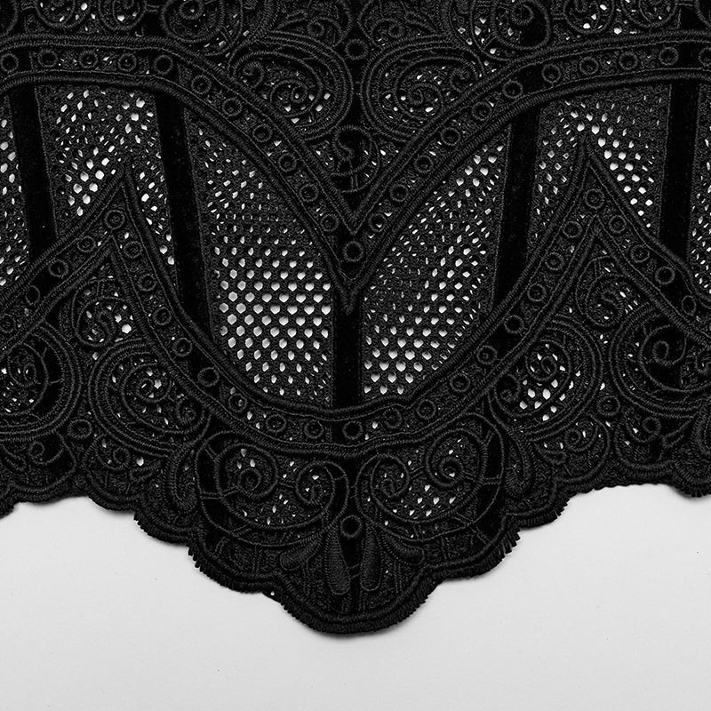 WS-615YDF Gothic Corset Lace-Up Mesh Bustier Top Vintage Black Design?-??Punk Rave Clothing