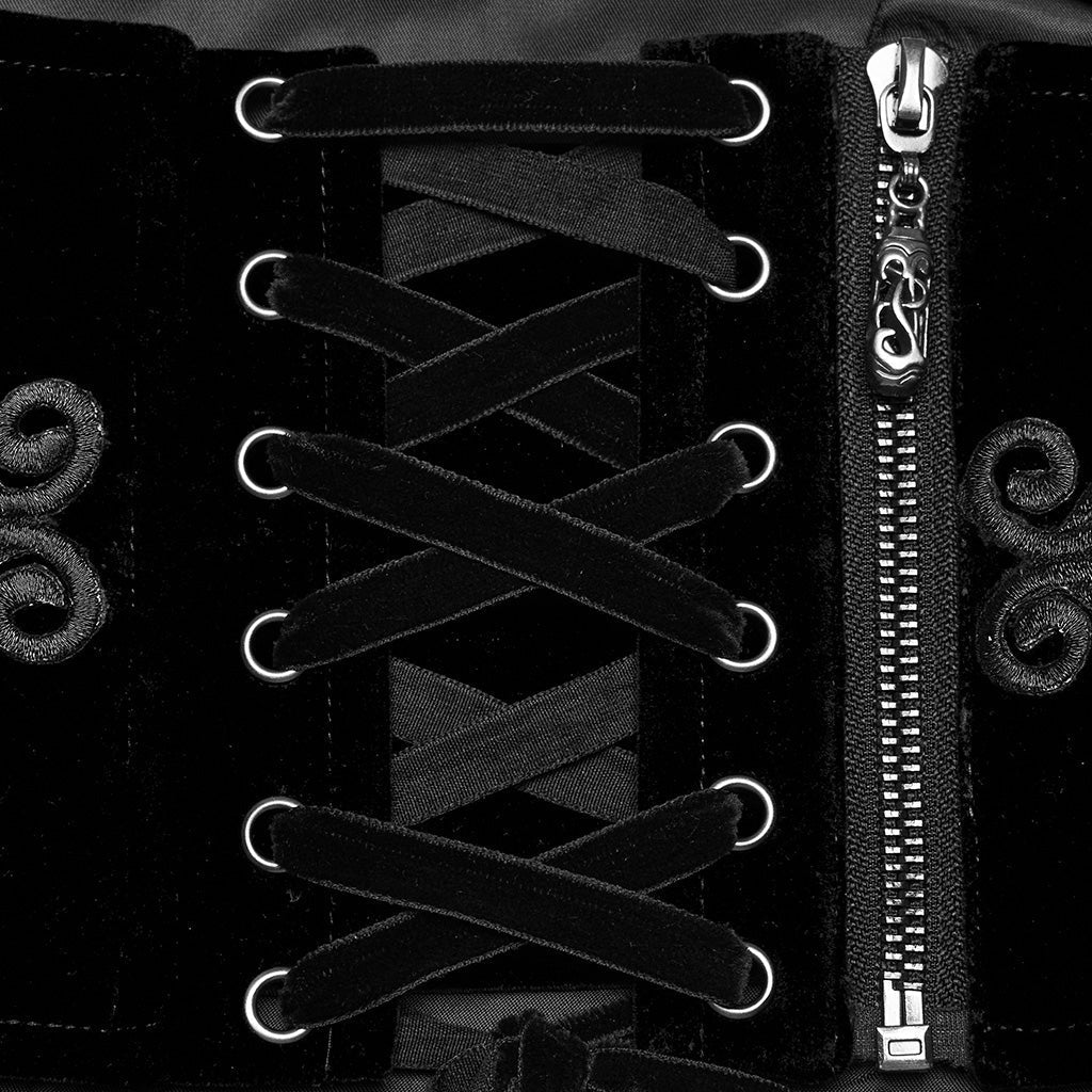 WS-616YDF Velvet Embroidered Lace-Up Gothic Corset Waist Cincher?-??Punk Rave Clothing