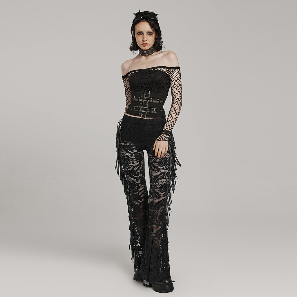 WS-619YDF Steampunk Mesh Buckle Lace-Up Punk Corset Fashion?-??Punk Rave Clothing