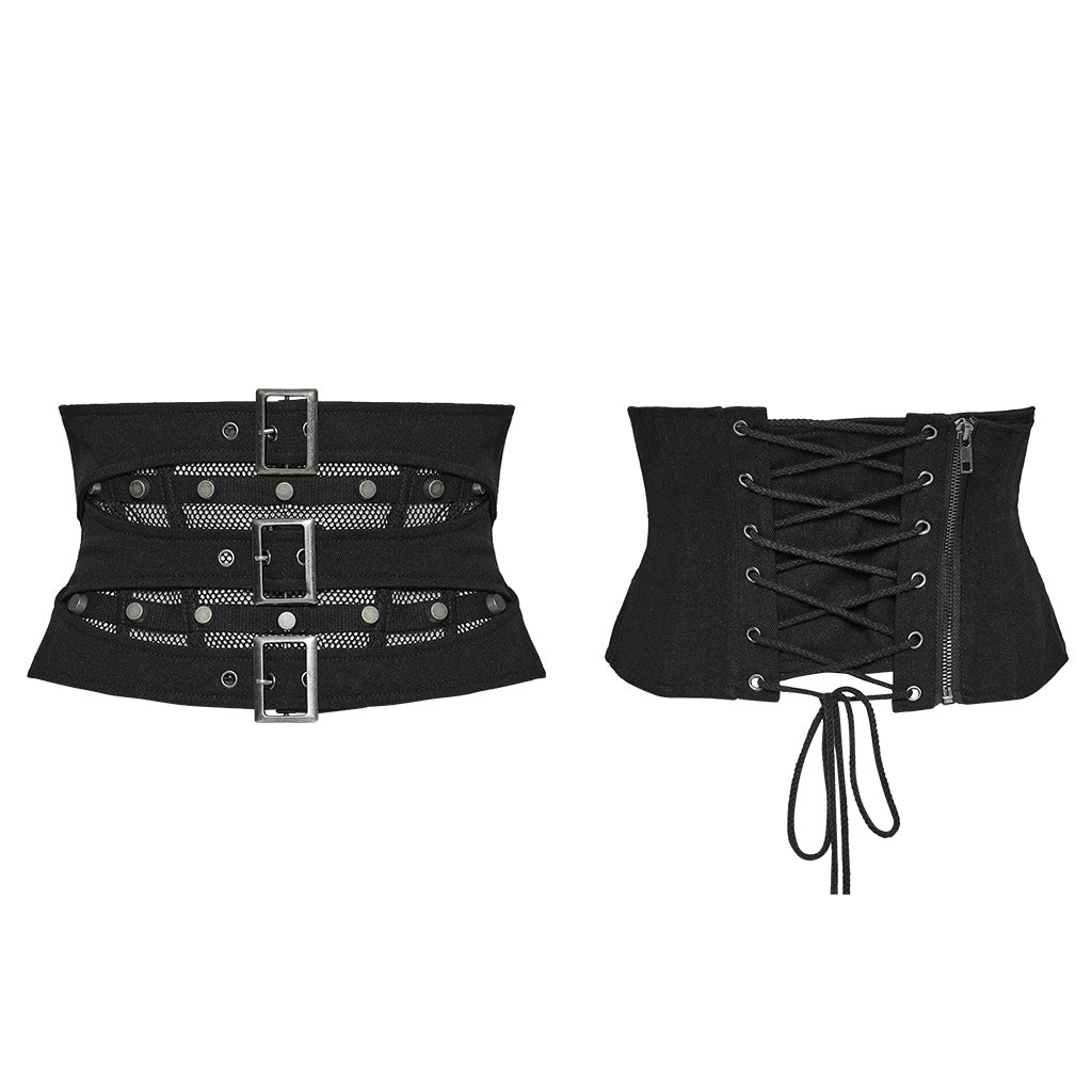 WS-619YDF Steampunk Mesh Buckle Lace-Up Punk Corset Fashion