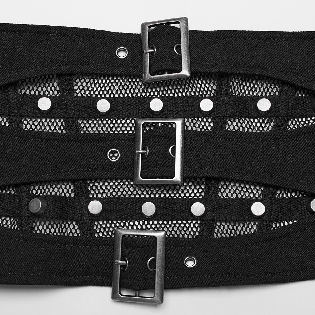 WS-619YDF Steampunk Mesh Buckle Lace-Up Punk Corset Fashion?-??Punk Rave Clothing