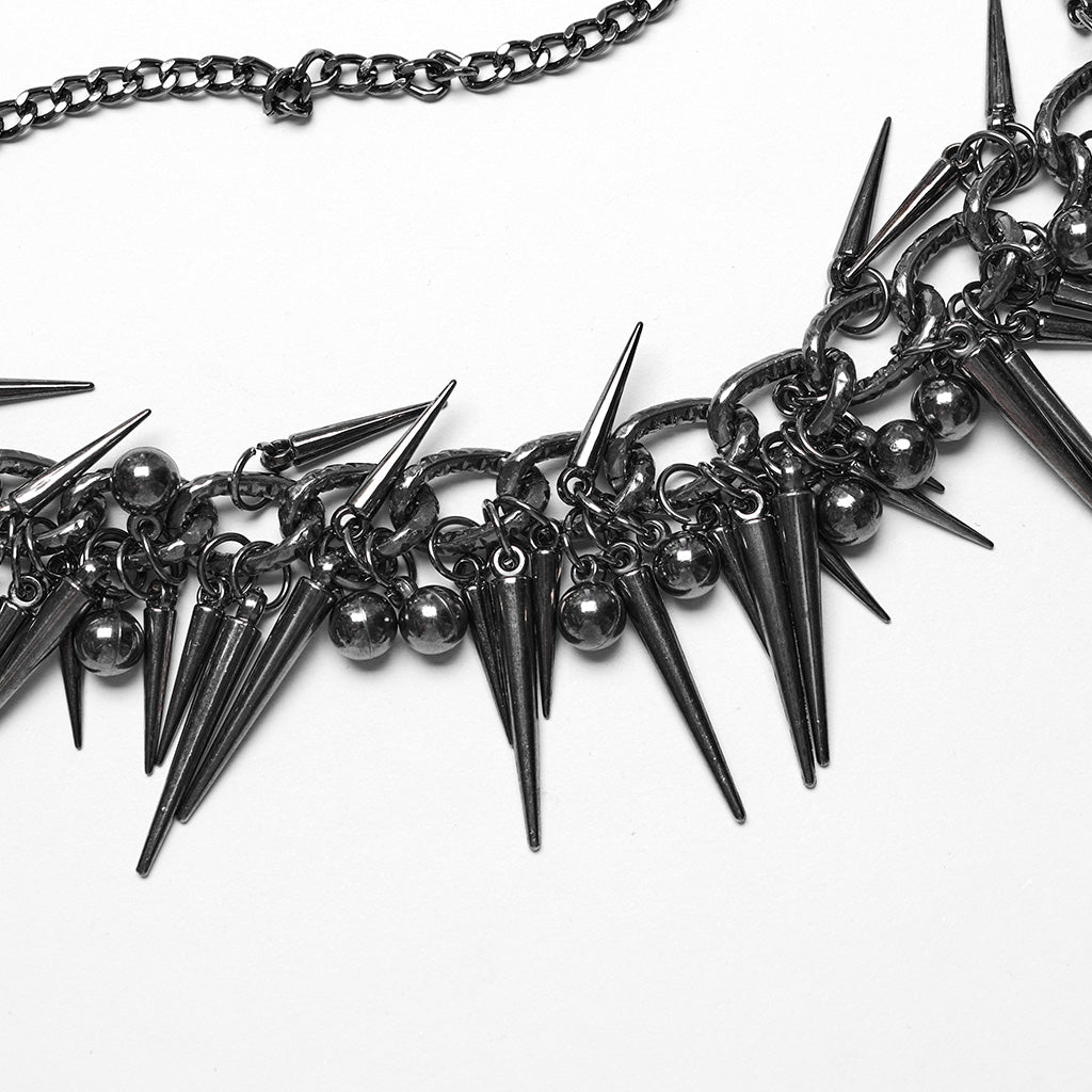 WS-621LHF Edgy Spiked Chain Harness Punk Accessories Statement Piece