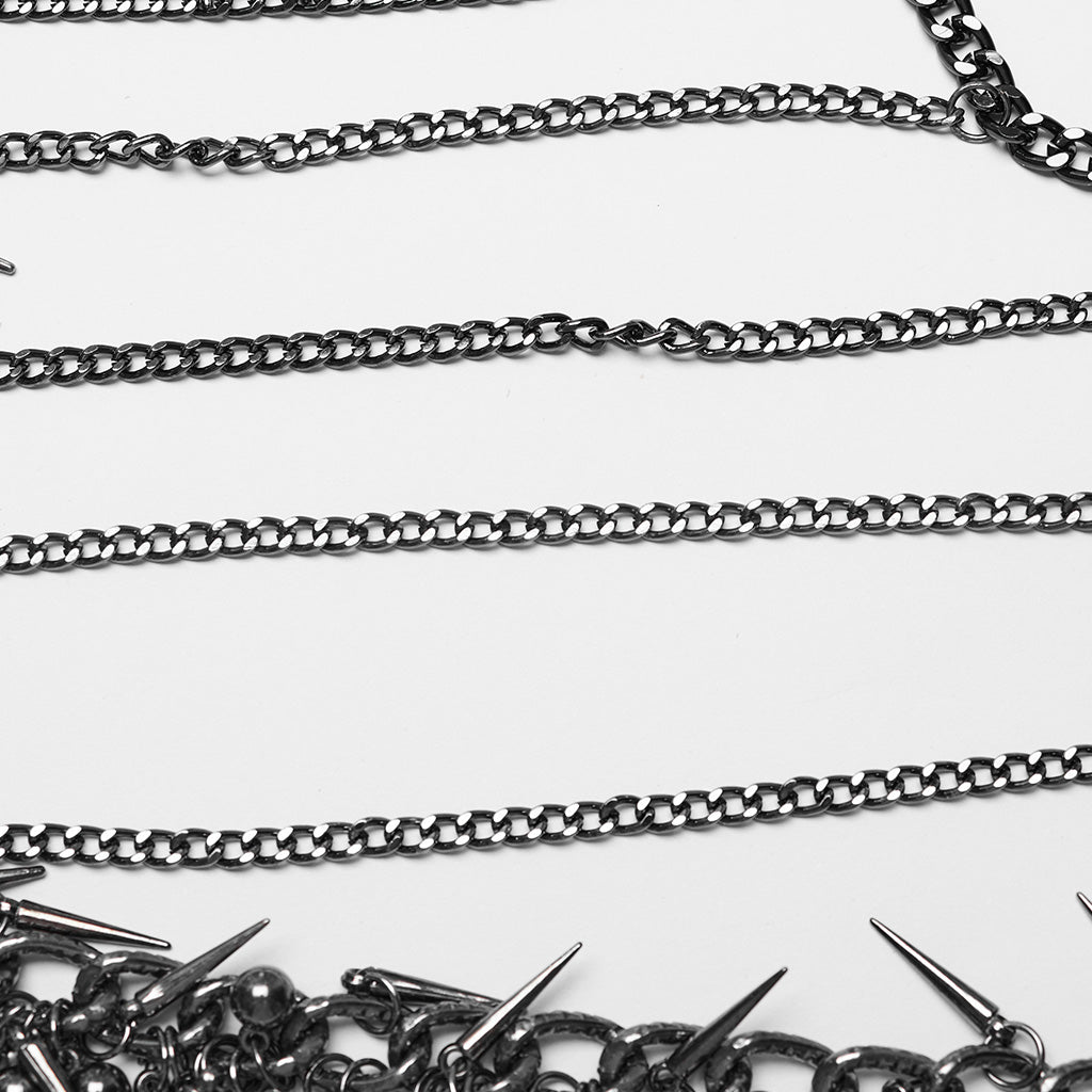 WS-621LHF Edgy Spiked Chain Harness Punk Accessories Statement Piece?-??Punk Rave Clothing