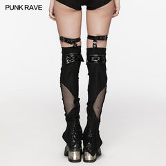 WS-622JTF Gothic Mesh Buckle Over-the-Knee Punk Accessories Leg Warmers